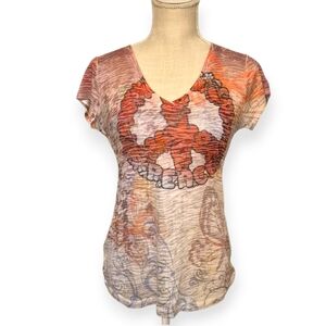 RED CAMEL | Women's Multicolor Peace Symbol Graphic Burnout Tee